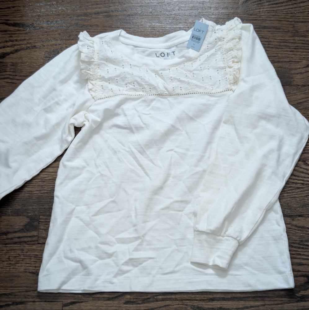NWT - LOFT Cream Detailed Blouse